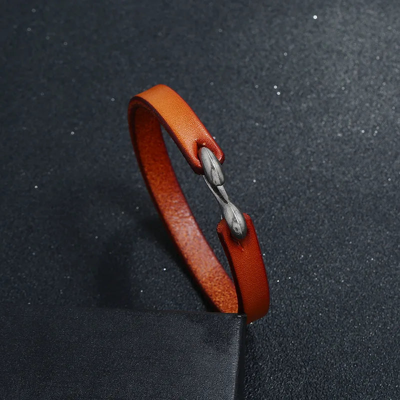 S-Hook Echtleder Armband alle Farben schwarz braun orange Auswahl