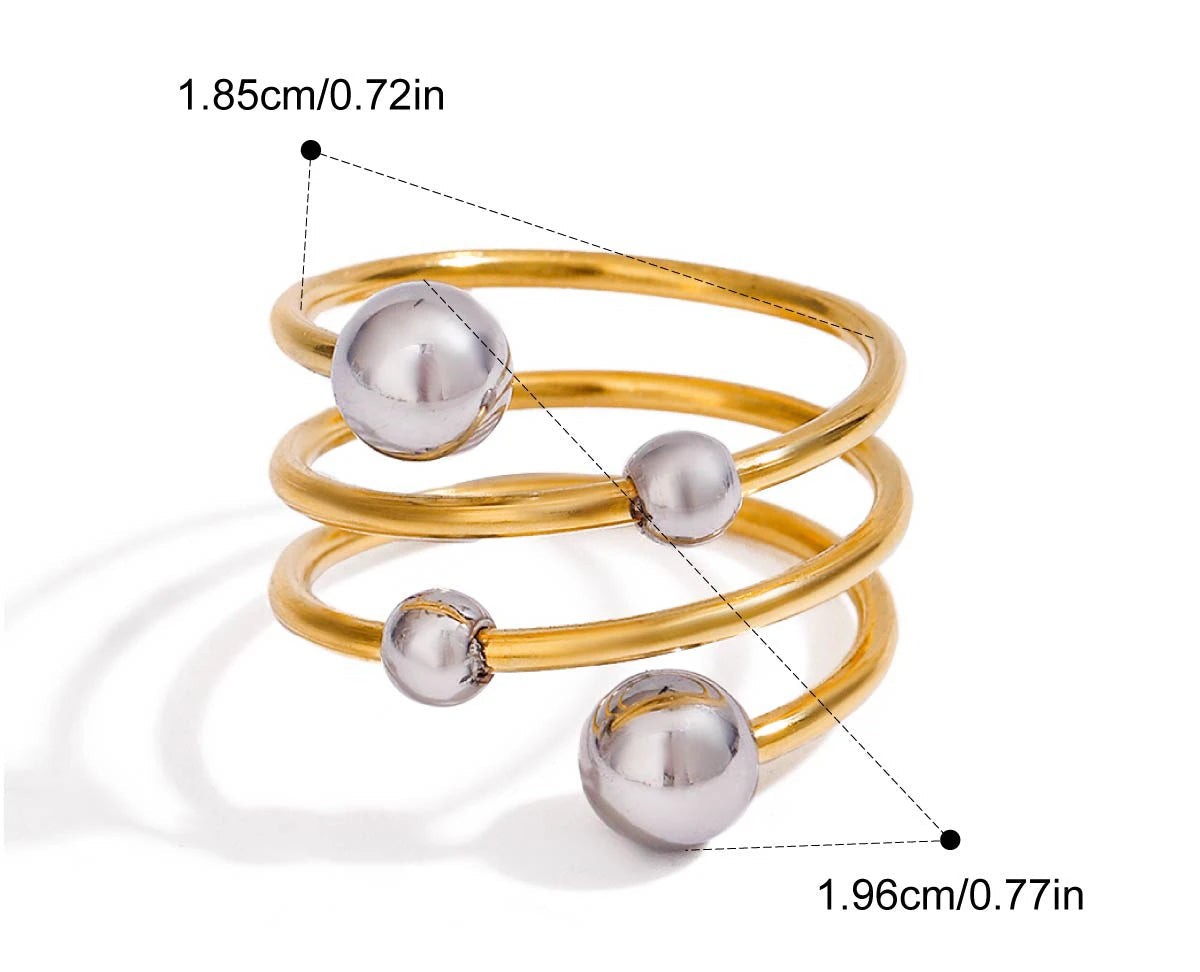 „Produktgrafik des Spiralrings mit Maßangaben (1,85 cm Breite), gefertigt aus langlebigem und wasserfestem Edelstahl.“