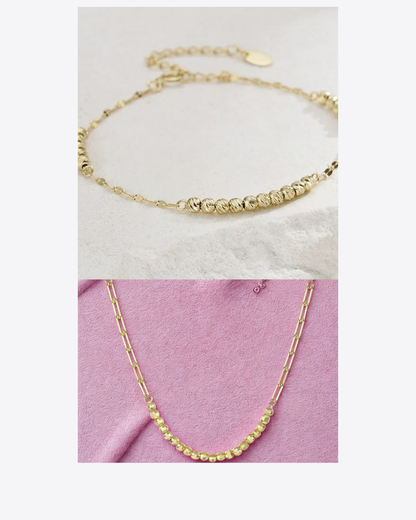 Armband & Halskette Flora – 925 Sterlingsilber mit 14K Gold