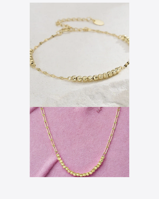 Armband & Halskette Flora – 925 Sterlingsilber mit 14K Gold