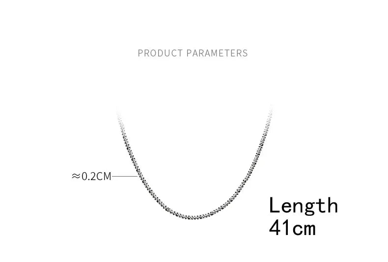 „Technische Zeichnung der Kugelkette aus Sterlingsilber mit Maßangaben: Die Kette ist ca. 0,2 cm breit und hat eine Länge von 41 cm.“