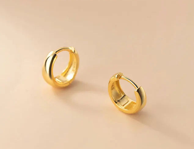 Creolen Hoops Chunky mit 18K Gold Vergoldet  Dick Glänzend Minimalistisch
