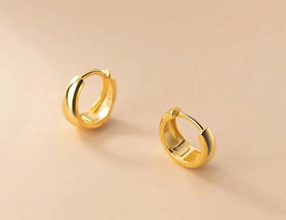 Creolen Hoops Chunky mit 18K Gold Vergoldet  Dick Glänzend Minimalistisch