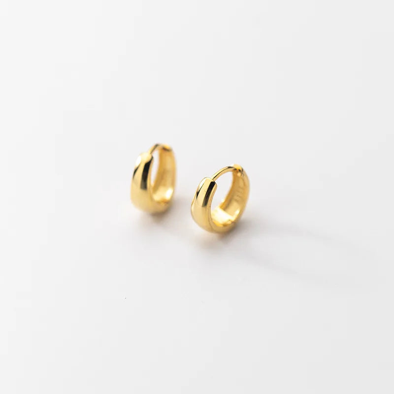 Creolen Hoops Chunky 18K Gold Vergoldet, Dick Glänzend Minimalistisch