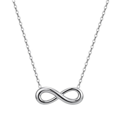 „Minimalistische Halskette mit Unendlichkeitsschleife aus hochwertigem, poliertem Edelstahl in Silber-Optik.“