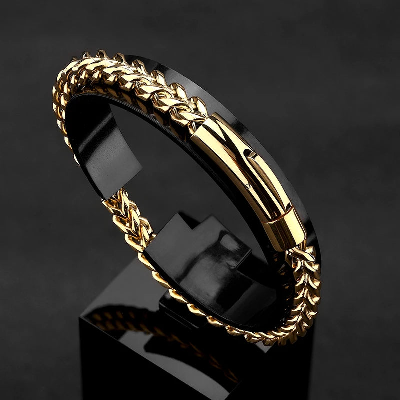 Armband Brad aus Edelstahl - Cuban Link Chain in 18K Gold, Silber, Schwarz und Retro