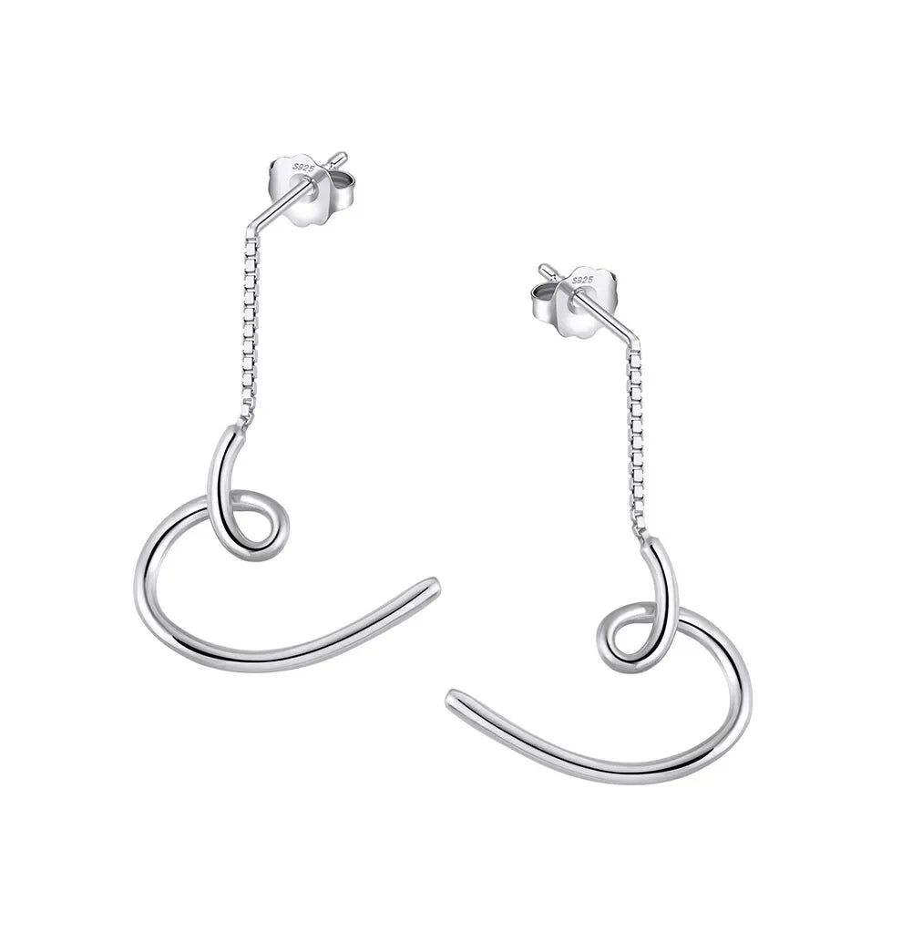 Silberne Hängeohrringe aus echtem Silber, minimalistisches Design, leichte moderne Ohrringe