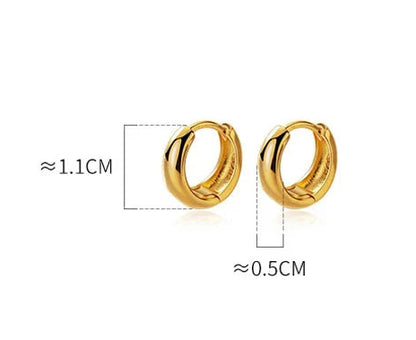 Creolen Hoops Chunky 18K Gold Vergoldet,Dick Glänzend Minimalistisch, 1,1 cm Außendurchmesser, 0,5 cm dick.