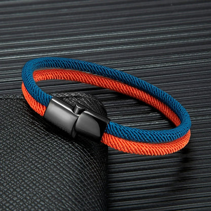 Billie Survival Rope Armband schwarz Edelstahl Magnetverschluss Herrenschmuck
