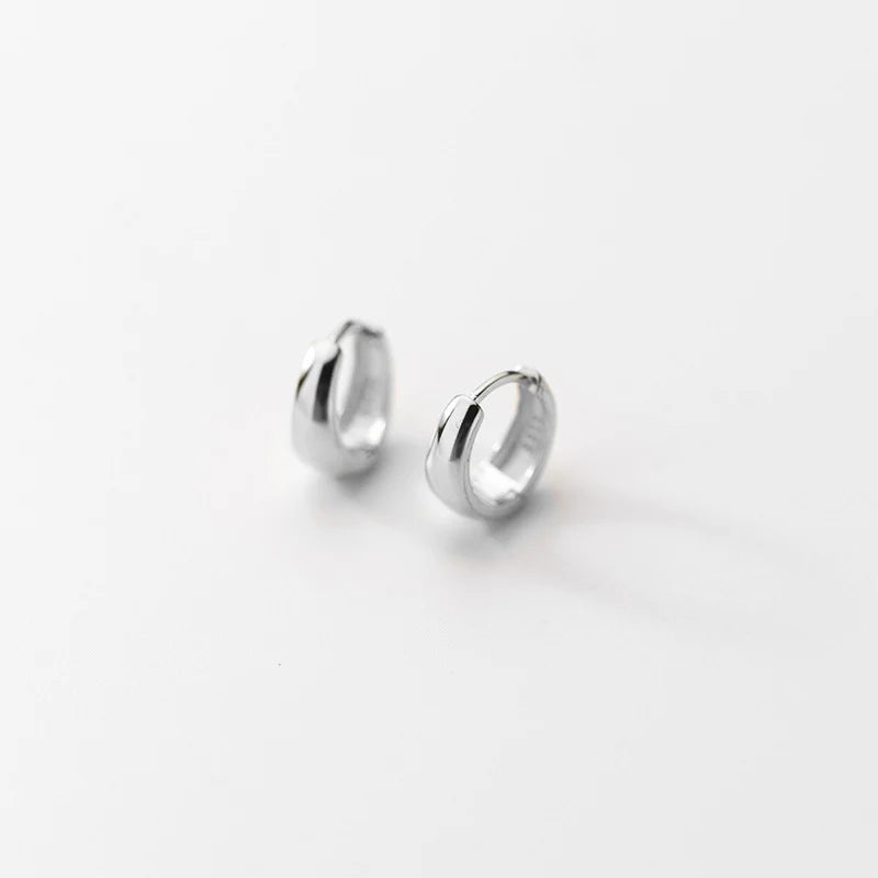 Creolen Hoops Chunky aus 925 Sterling Silber Dick Glänzend Minimalistisch
