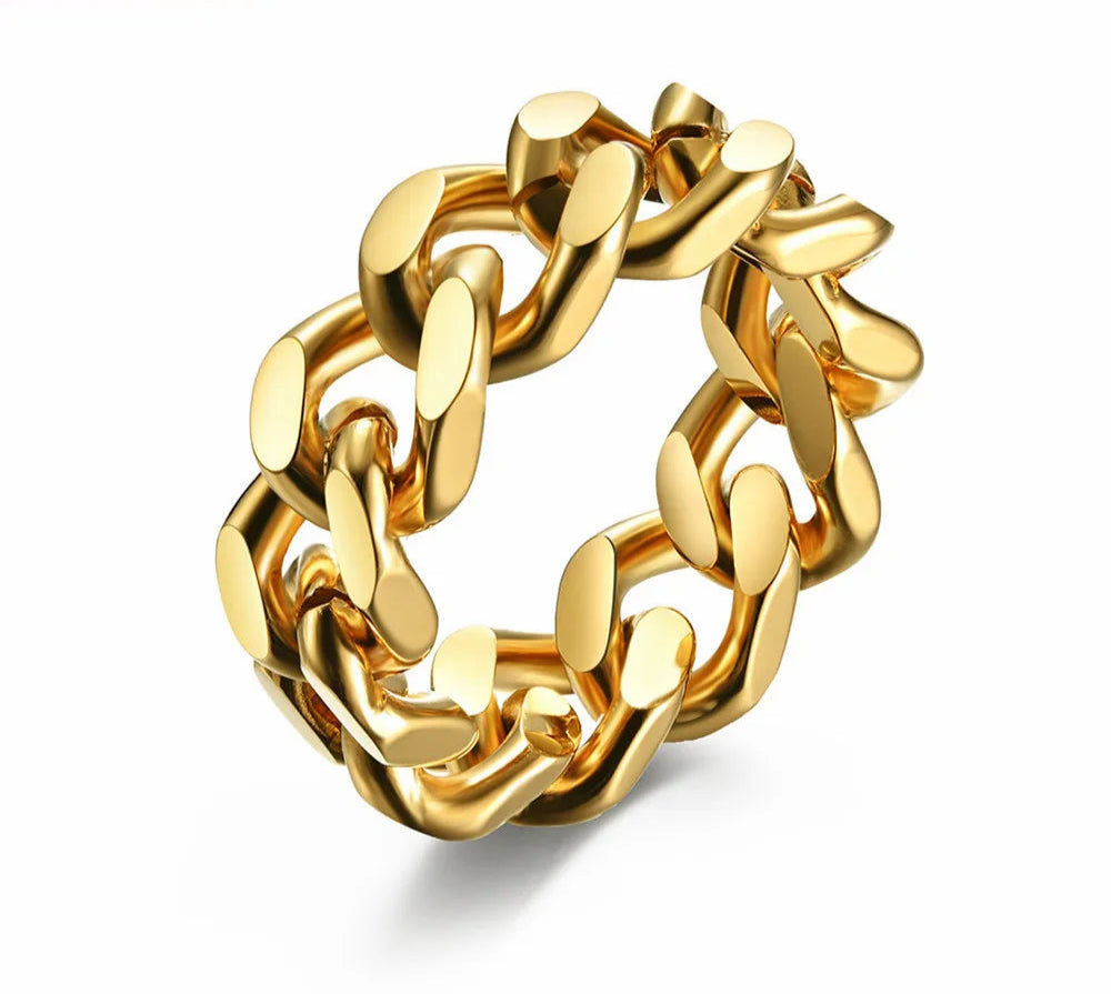Vergoldeter Kettenring im Gliederketten-Design für Herren und Damen