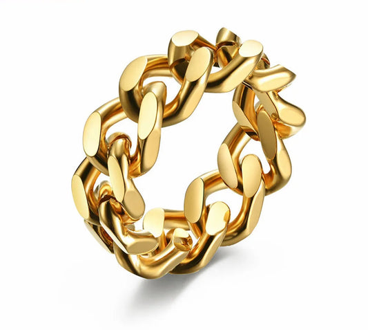 Vergoldeter Kettenring im Gliederketten-Design für Herren und Damen