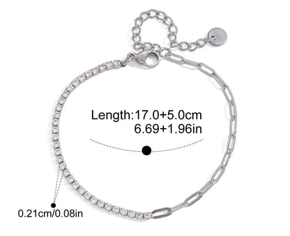 „Technische Zeichnung der silbernen Edelstahl-Variante mit Maßangaben: 17,0 cm + 5,0 cm Länge, 0,21 cm Breite.“