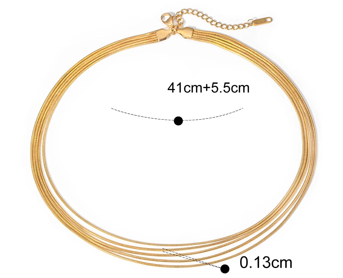 Produktmaße der 18K vergoldeten Edelstahlkette: 41 cm Kettenlänge plus 5,5 cm Verlängerung und 0,13 cm Strangdicke