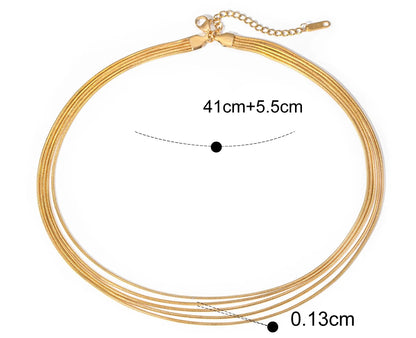 Produktmaße der 18K vergoldeten Edelstahlkette: 41 cm Kettenlänge plus 5,5 cm Verlängerung und 0,13 cm Strangdicke