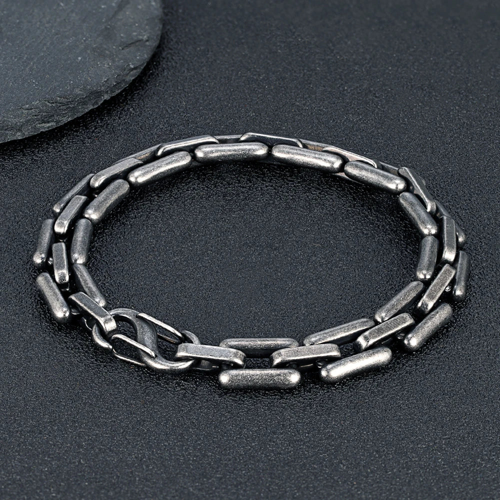 Luke Armband in Silber - klassisches Design mit geometrischem Muster, 19-23cm verstellbar